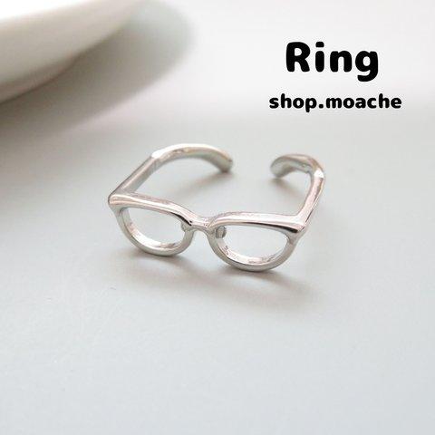 【リング】メガネリング　13〜14号位　シルバーリング　プチプラ　指輪　オープンリング　眼鏡　めがね　