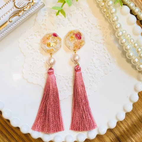 さらさら♡ロングタッセルピアス/イヤリング