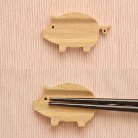 木製、豚箸置きNo.117