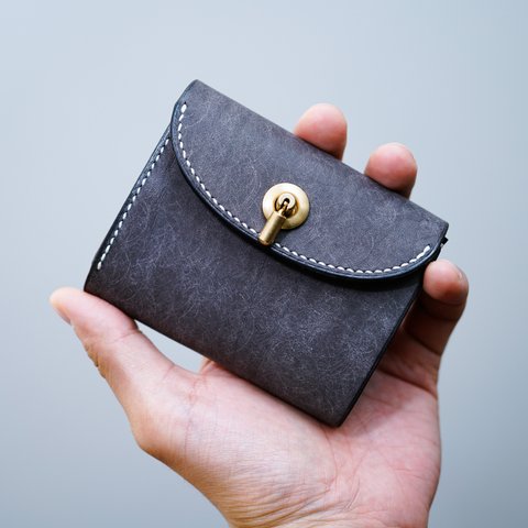 flap mini wallet [ Ash gray ] オコシ金具 ver. ミニ財布 コンパクトウォレット