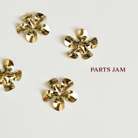 10pcs)008g）メタルチャーム フラワー 5弁花 ゴールド