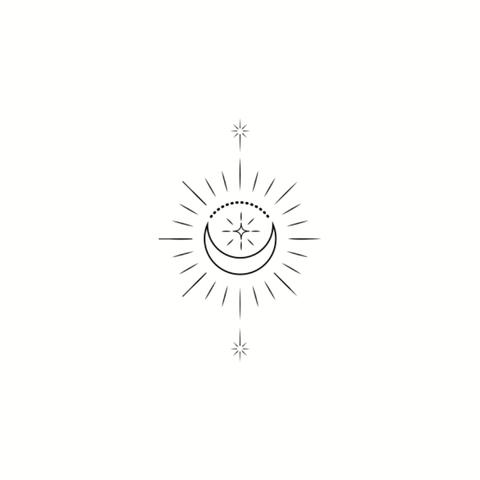 幾何学の月【A-44】｜10日間持続 新感覚タトゥーシール 防水 ワンポイント