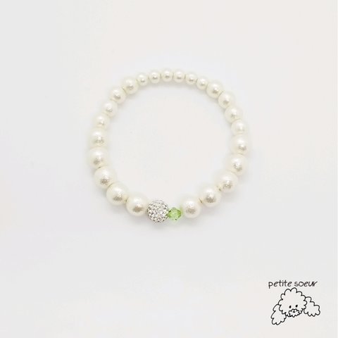 犬用コットンパールネックレス(8月August💎peridot)