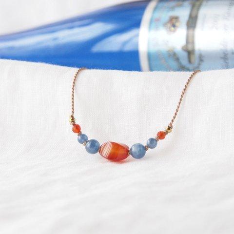 Orange＆Blue Short Necklace（カーネリアン×カイヤナイト）
