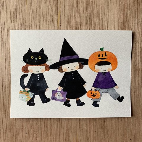  「happy halloween!」原画　送料無料　　