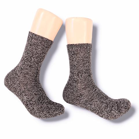 〈霜降りブラウン: Lady's22〜24cm 〉手編みの靴下