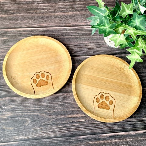 肉球プレート　竹皿　にくきゅう　木の皿　犬　猫　木製　キッチン用品　肉球　ウッドプレート　ウッドボード　ギフト　誕生日　父の日　母の日
