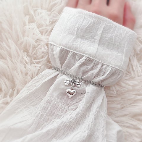 mini ribbon heart bracelet