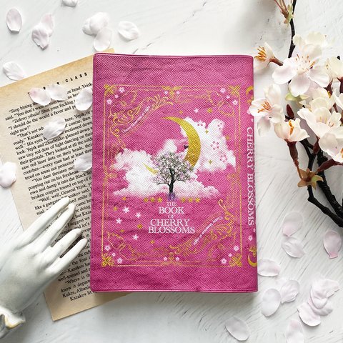 架空の洋書 夜桜の本（PINK） ブックカバー・手帳カバー（A6）ほぼ日手帳カバー 文庫本