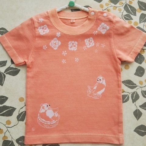 型染め80㎝動物Tシャツ ～パンダ～ オレンジ