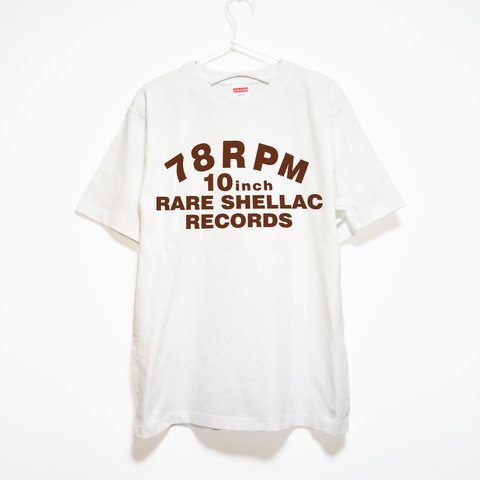 レアなレコードが大好きな方！ 78回転10インチ盤 音楽系Tシャツ【ホワイト】やや厚めプレミアム生地 半袖クルーネック