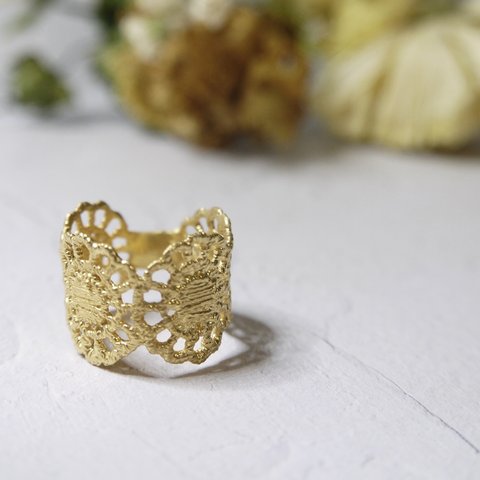 Sunflowers lace ring (18Kgp)