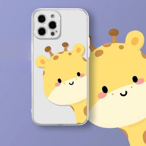 キリンさんのスマホケース   クリアケース  iPhoneケース  動物好きさんにオススメ♪