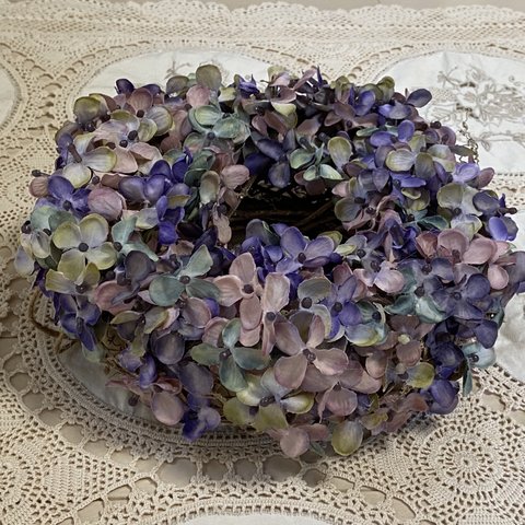 秋色紫陽花リース