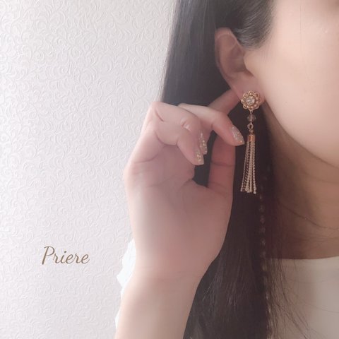 Priere ×naritai　タッセルキャッチ２wayビジュー(ピアス·イヤリング·チタンピアス)