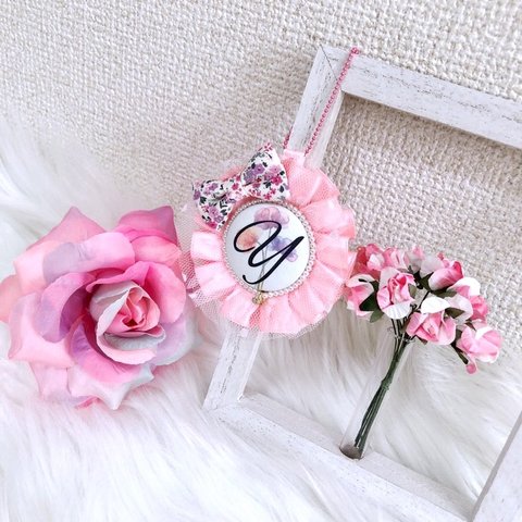 イニシャルロゼット♡チュール付き　🌸オーダー品🌸