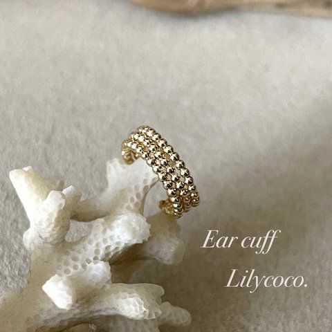 Ear cuffイヤーカフ/3連ラインカフ/gold