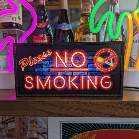 ネオン系 アメリカン雑貨 煙草 ダメ タバコ たばこ 禁煙 エリア サイン NO SMOKING サイン 置物 看板 雑貨 LED2wayライトBOX