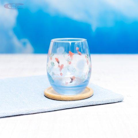 金魚が泳ぐグラス＊水玉＊バブル＊350ml［ID：M18055-1］