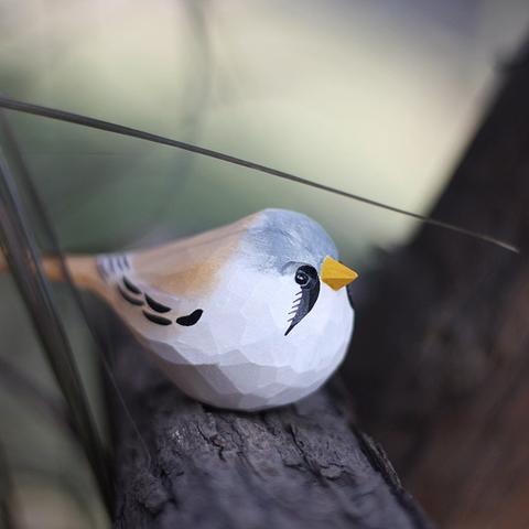 新しいスタイル　小鳥木彫り  鳥のペンダント  肥えた小鳥　木彫り小鳥　小鳥実木 
 誕生日プレゼント手芸実木のデスクトップ飾り  動物木彫  彫刻飾りX24