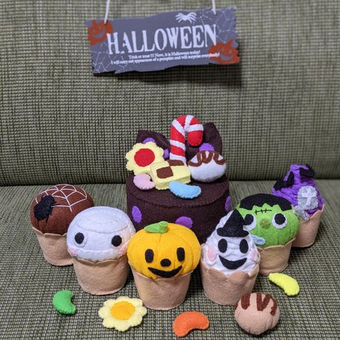 フェルトままごと おばけのカップケーキ ハロウィン