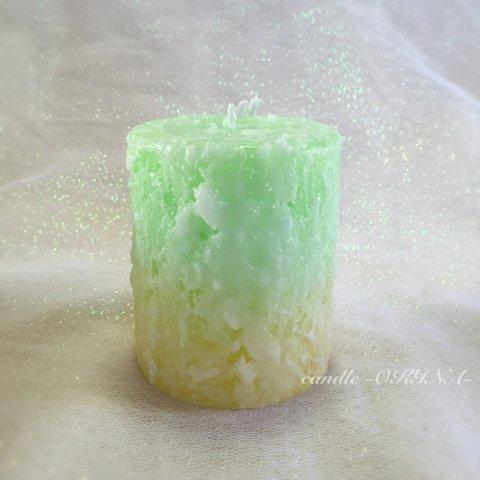 《雪が舞ってるようなキャンドル☆》Snow short candle -Yellowish Green*Yellow-