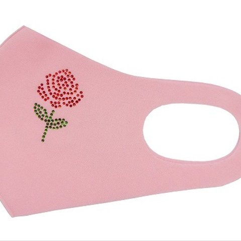 Shareki Lサイズ マスクアクセサリー アイロンで付ける キラキララインストーン ファッションマスク 薔薇 バラ ばら hf-rose-mask