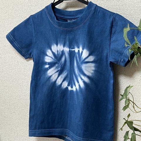 キッズTシャツ　藍染しぼり（ハート）