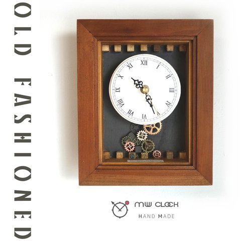 OLD FASHIONED レトロな時計　置き掛け両用　1点物　手作り品　#001