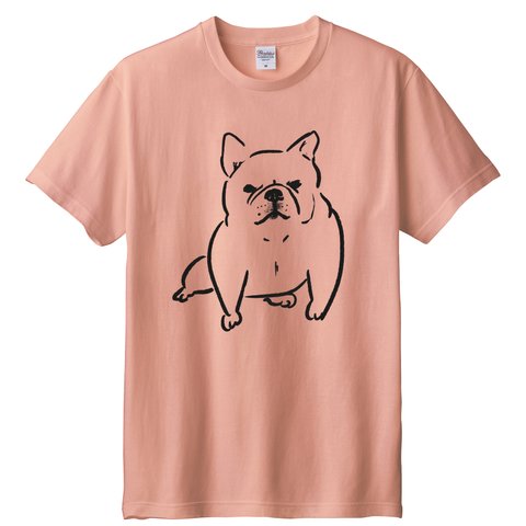 フレンチブルドッグ 強気モード　 Tシャツ （ピンク）犬