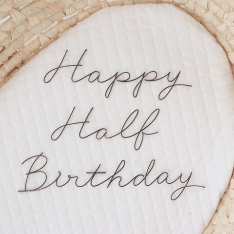 Happy Half Birthday  * standardタイプ * ブロンズ　wire  art  虫ピン付き　ハーフバースデー　ワイヤー　誕生日　飾り　レタリング　セット