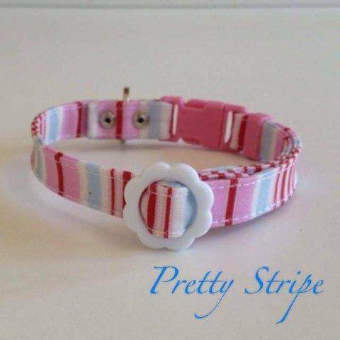 パピー用首輪　Pretty Stripe　ピンク