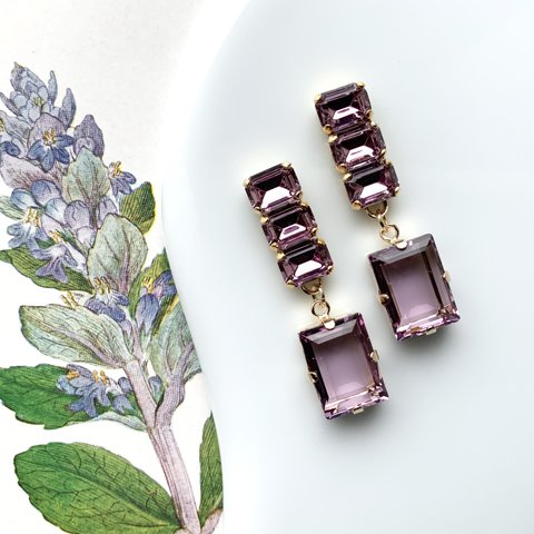 pink amethyst crystal pierce / earring