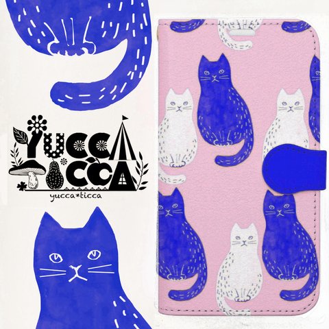 「カラフルな猫１」iPhone 手帳型スマホケース