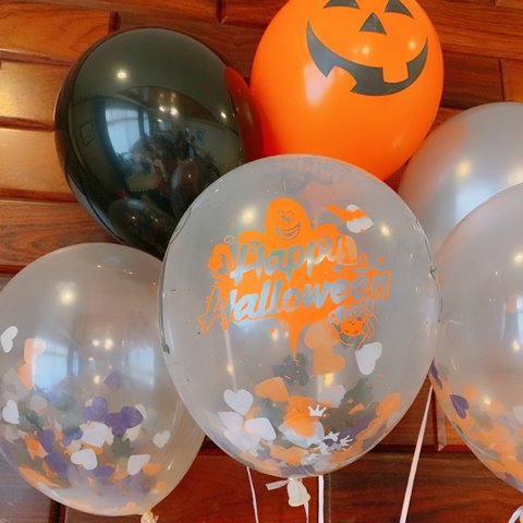 6個セットHappy Halloweenコンフェッティバルーン