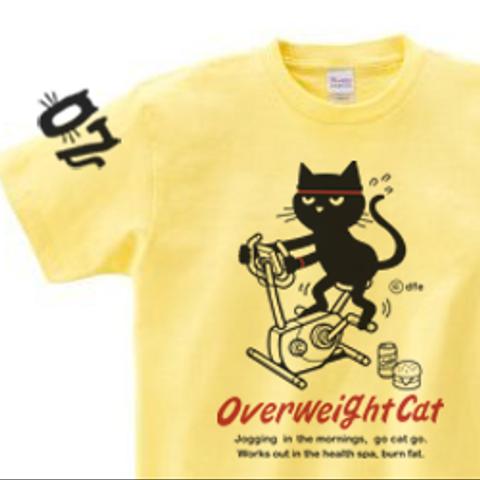 【再販】フィットネスバイクと猫　150.160.（女性M.L） S～XL　Tシャツ【受注生産品】