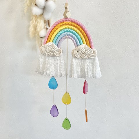 虹と雫のモビール🌈💧タペストリー ベビーベッドメリー　ハワイ
