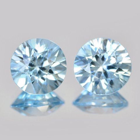 加工OK ブルー ジルコン 合計2.38ct ペア ルース ダイヤモンドカット