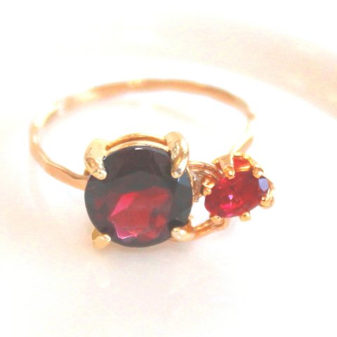 - aka -  Rhodolite Garnet & Rubellite Ring k18gp