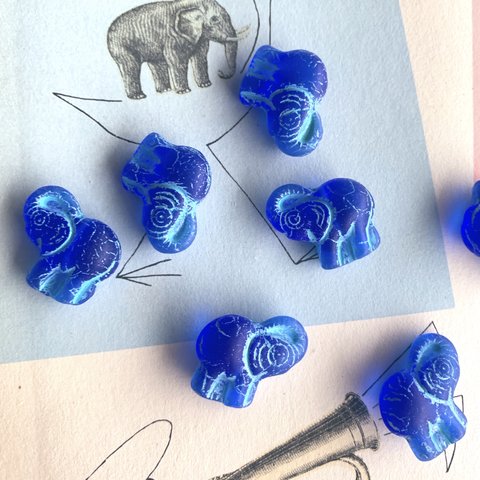 【2コセット】JIRI＊IVANA#czech beads#チェコビーズelephant21✖️20㎜　cobalt blue/blue