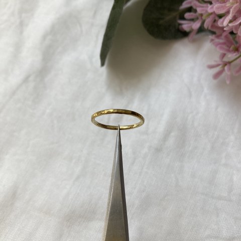 真鍮1.5ミリ 槌目　リング　ハンドメイド　指輪
