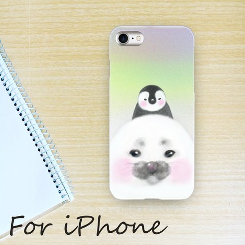 iPhoneケースあざらしペンギン(最新型対応)＊かわいいひんやりふわもこ動物