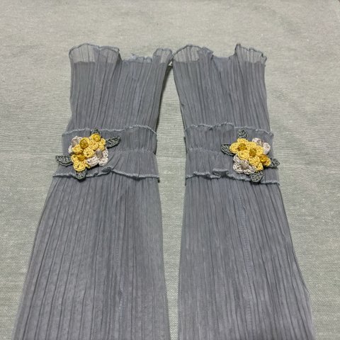 UVカット　かぎ編み紫陽花のアームカバー