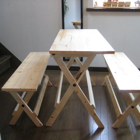 折りたたみテーブル＆ベンチ（受注生産）