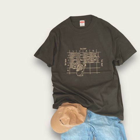 Tシャツ「生物コドン表」スミ色