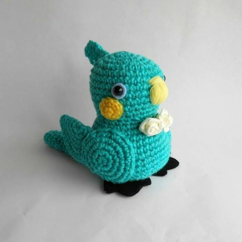 オカメインコ 可愛い小鳥の編みぐるみ/ナイルブルー