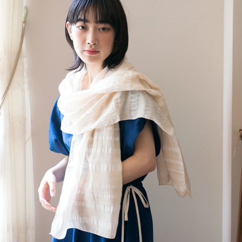 OrganicCotton &Linen（ラミー）ボーダー　ストール