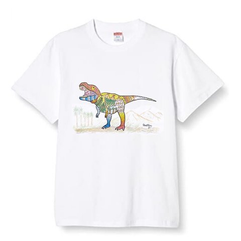 カラフルパターンアートＴシャツ『ティラノサウルス』 Tyrannosaurus