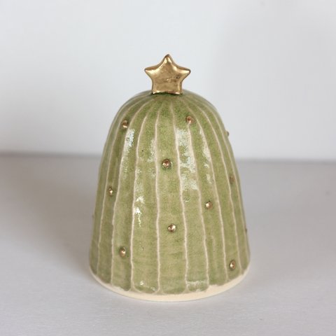 陶器のクリスマスツリー③緑・大