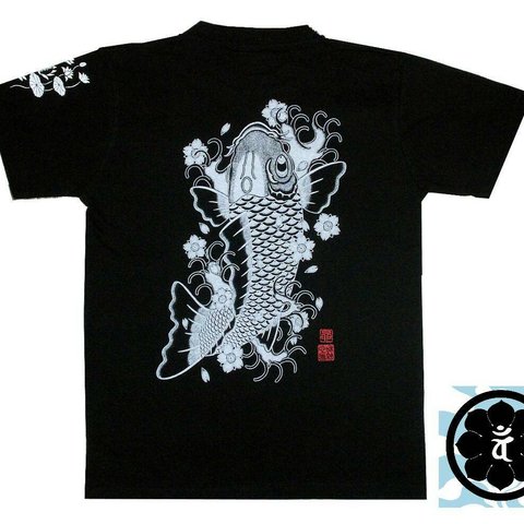 手描きプリントTシャツ「桜鯉」XSサイズ